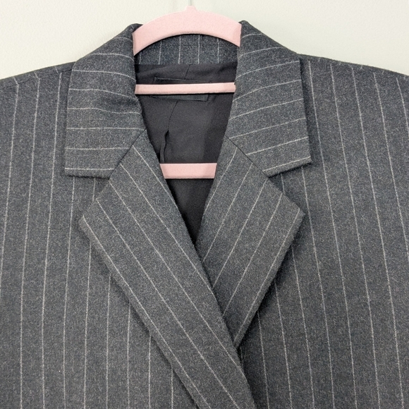 Theory Double Breasted Wool Flannel Pinstripe Blazer - Picture 5 of 11